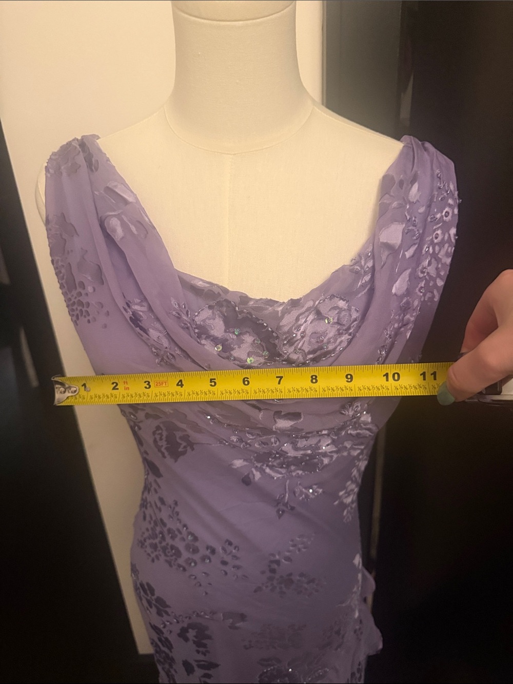 lilac 90s Vixen 100% silk Bias cut dress - Picture 7 of 9